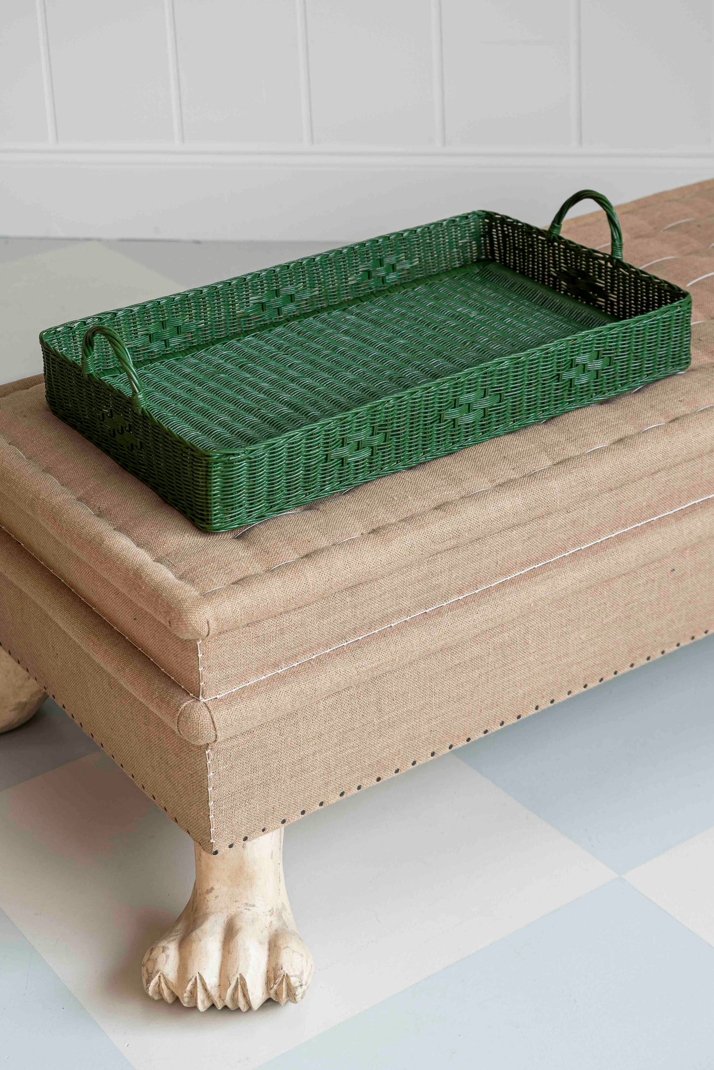Wicker Tray Large - All Over Green