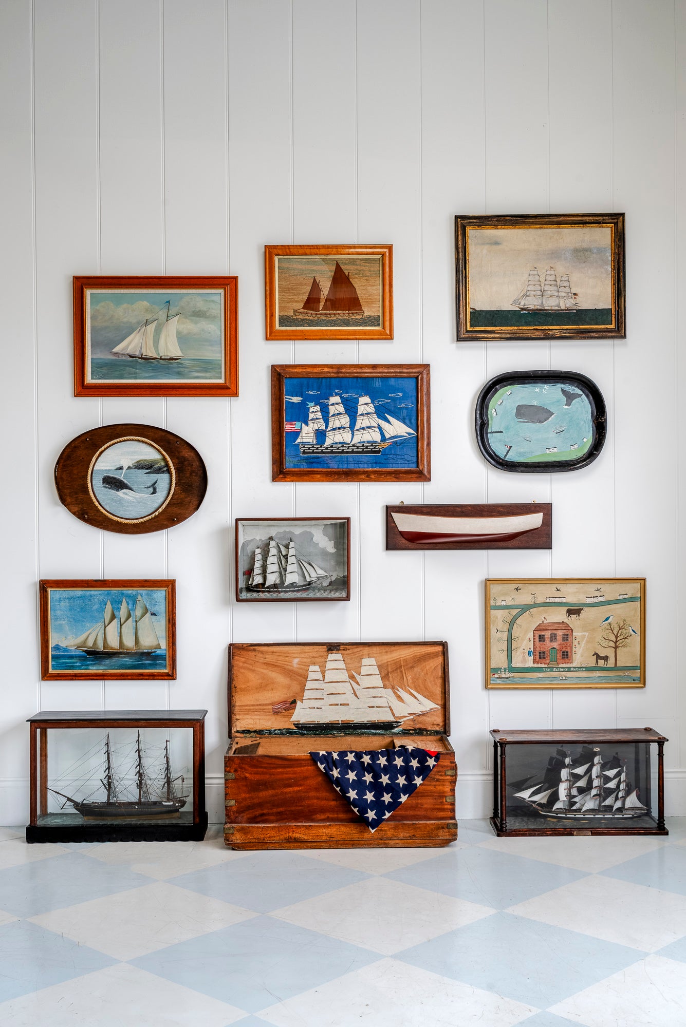 Folk Art Wool Work Ship