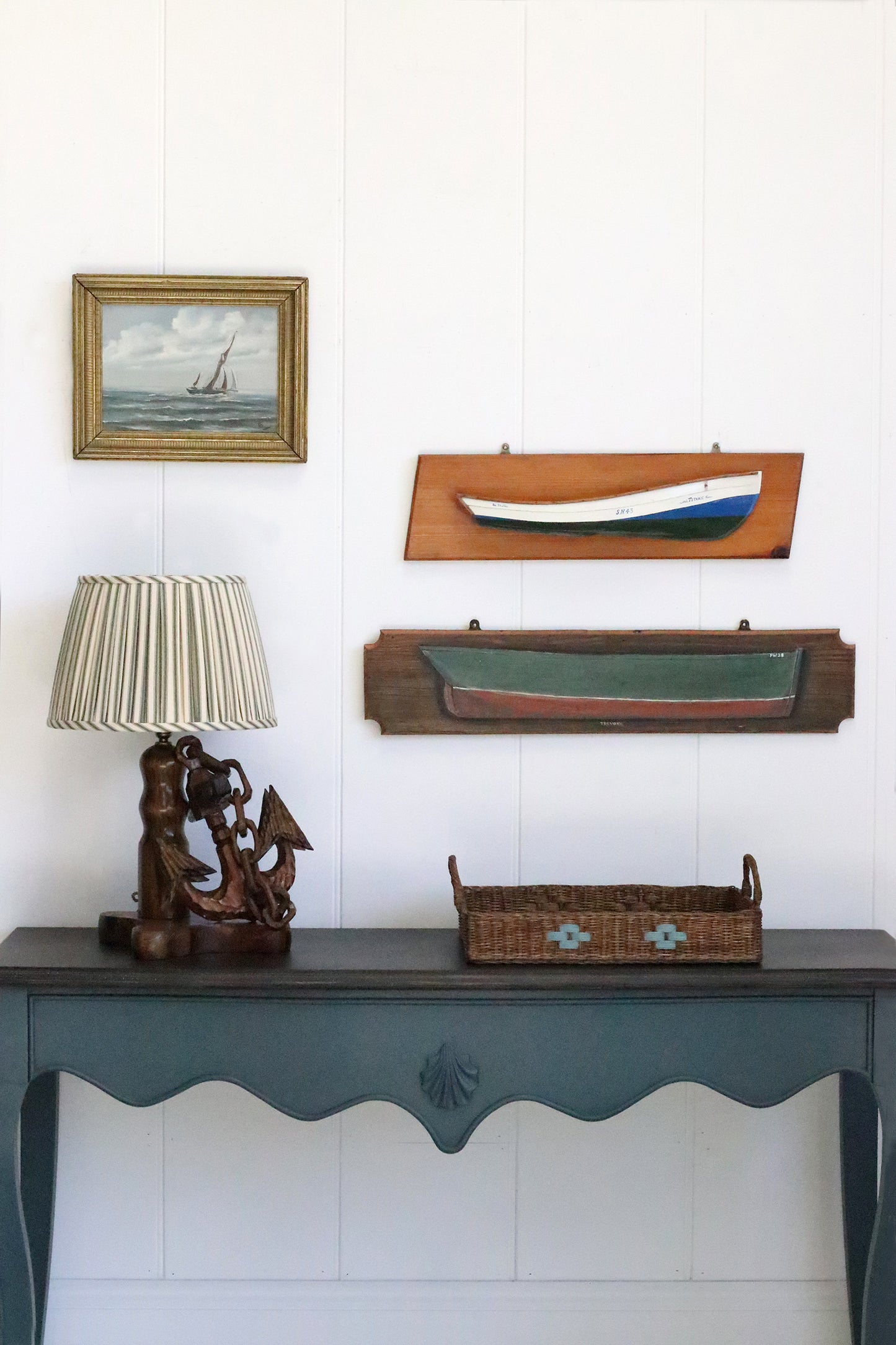 Pair of Carved Nautical Lamps
