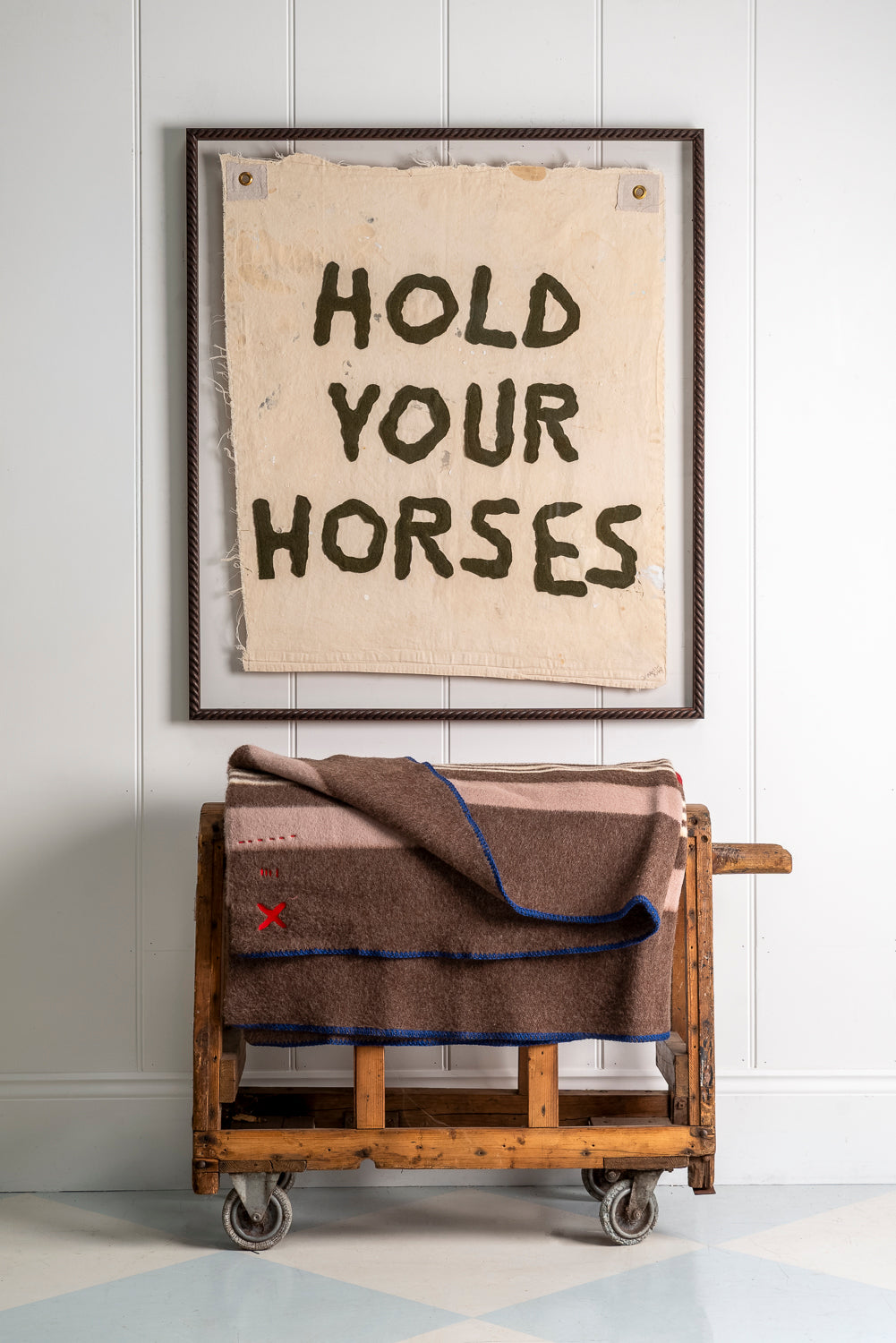 "Hold Your Horses" Framed Flag