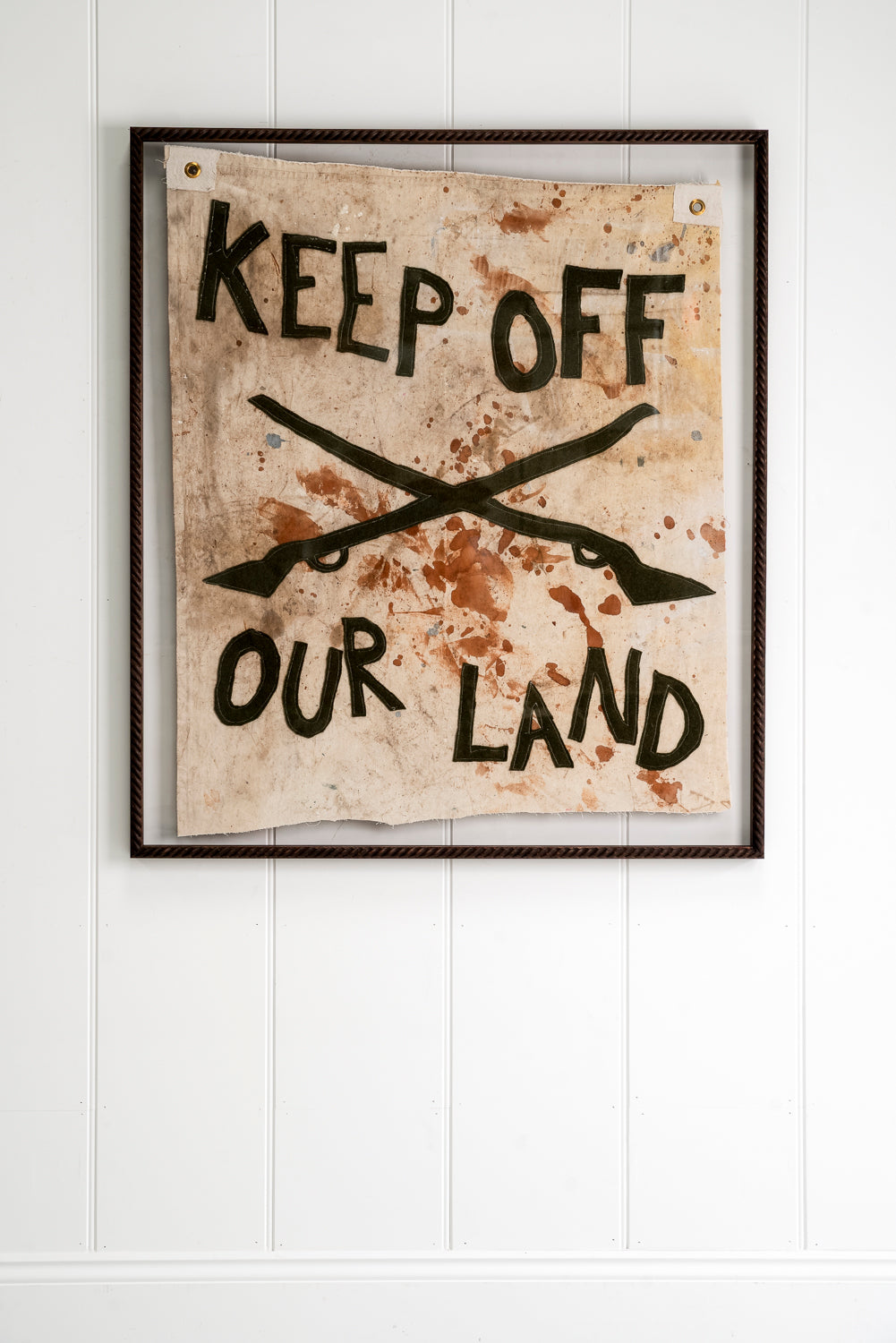 "Keep Off Our Land" Framed Flag