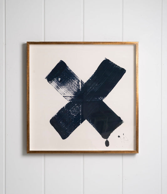 "X Marks the Spot Blue" Framed Print