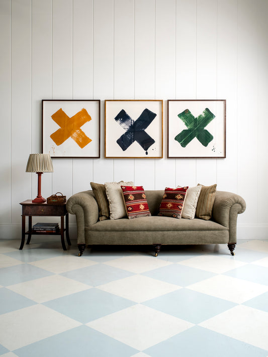 "X Marks the Spot Blue" Framed Print