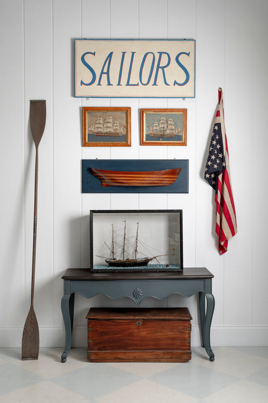 Large Cased Model of a Three-Masted Sailing Ship