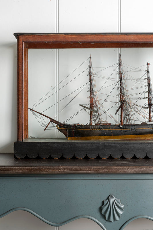 Decorative Ship Model with Scalloped Case