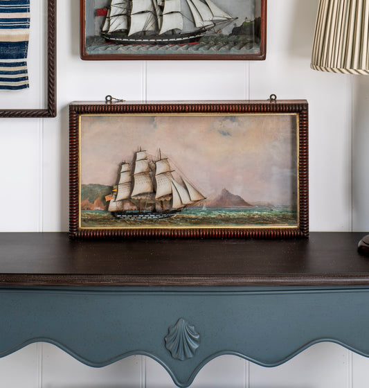 19th Century Diorama of a Three Masted Sail Boat