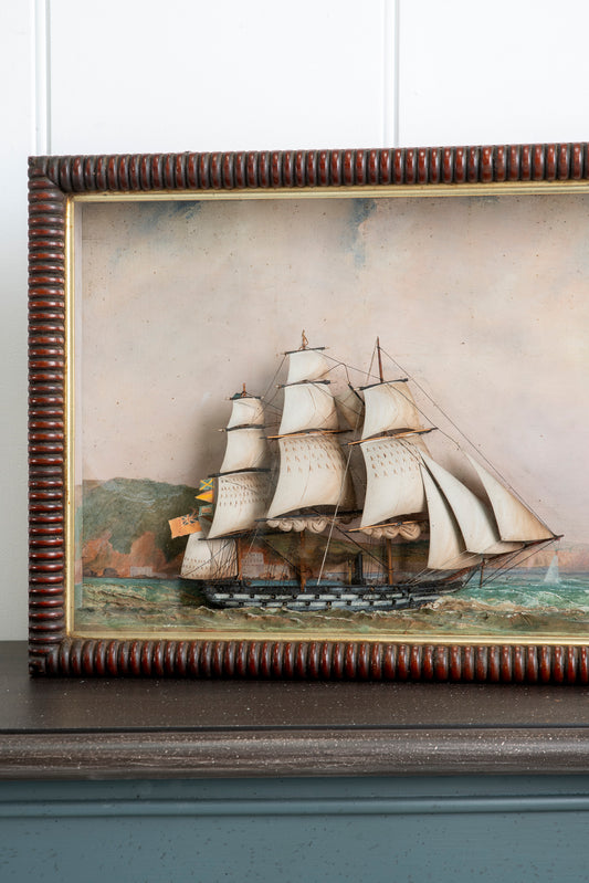 19th Century Diorama of a Three Masted Sail Boat