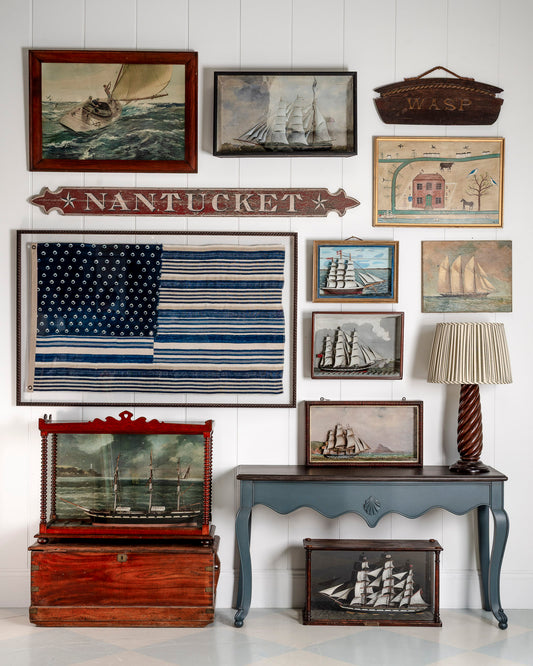 "Indigo Stripes" Framed Flag