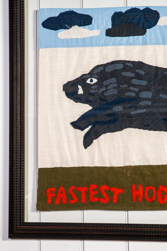 "Fastest Hog in the West" Tapestry Flag