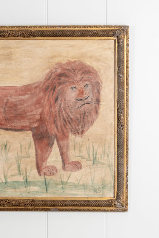 Folky Painting of a Lion