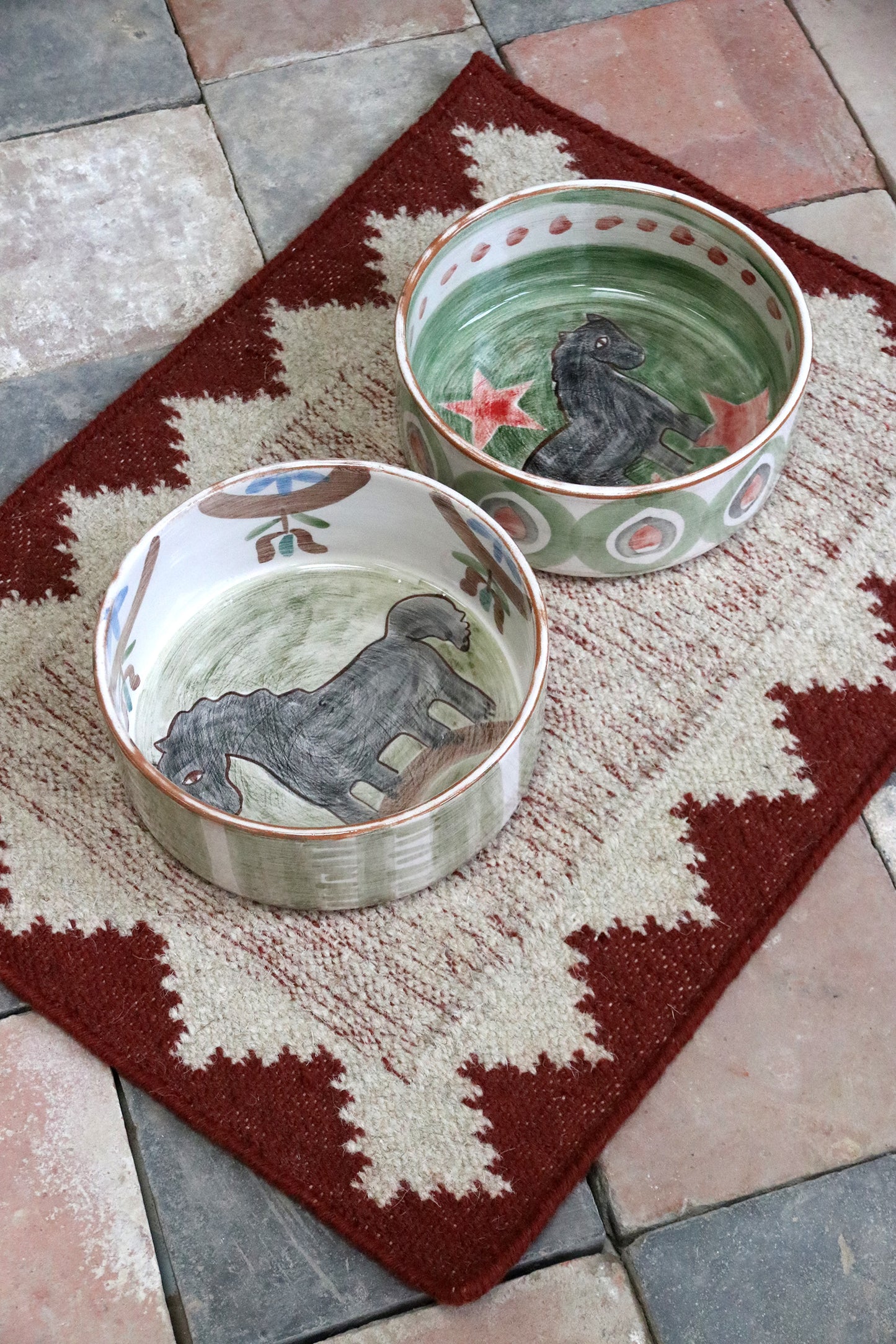 Ceramic Folly Dog Bowls