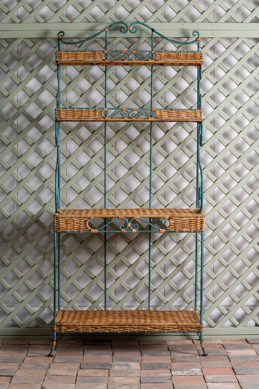 Metal and Wicker Étagère