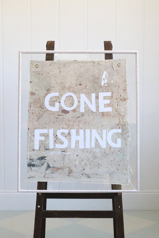"Gone Fishing" Framed Flag