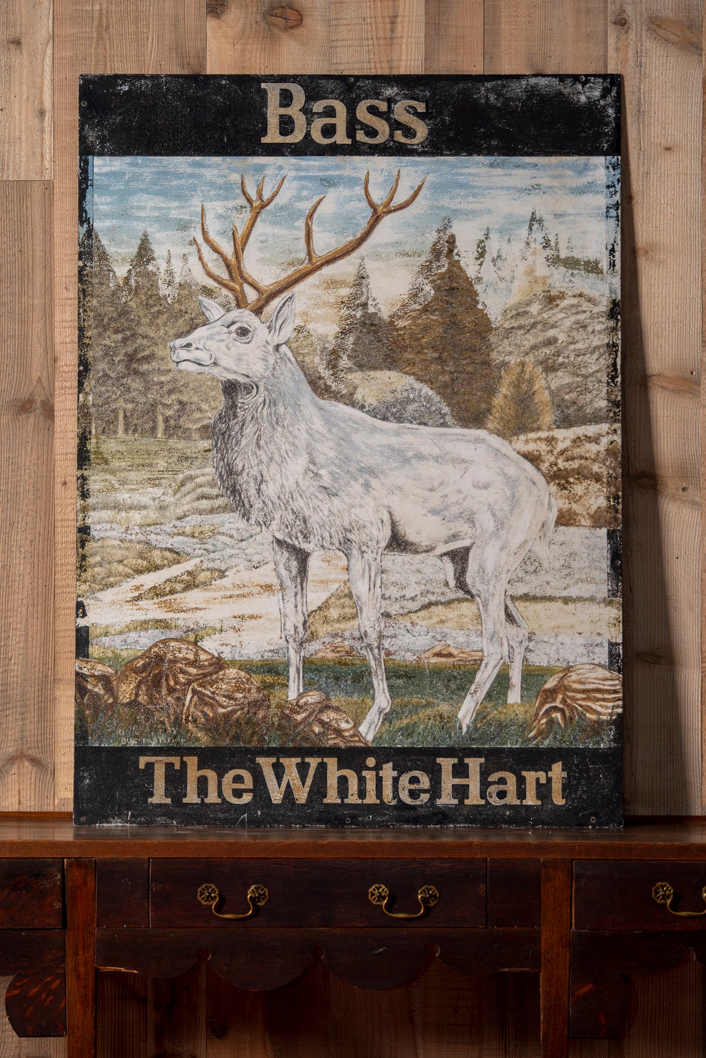 "The White Hart" Metal Sign