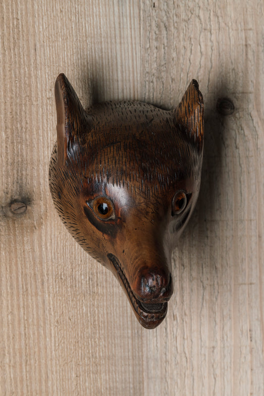 Folk Art Carved Fox Head