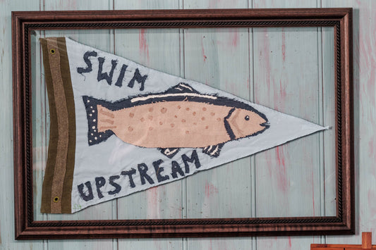 "Swim Upstream" Tapestry Pennant Flag