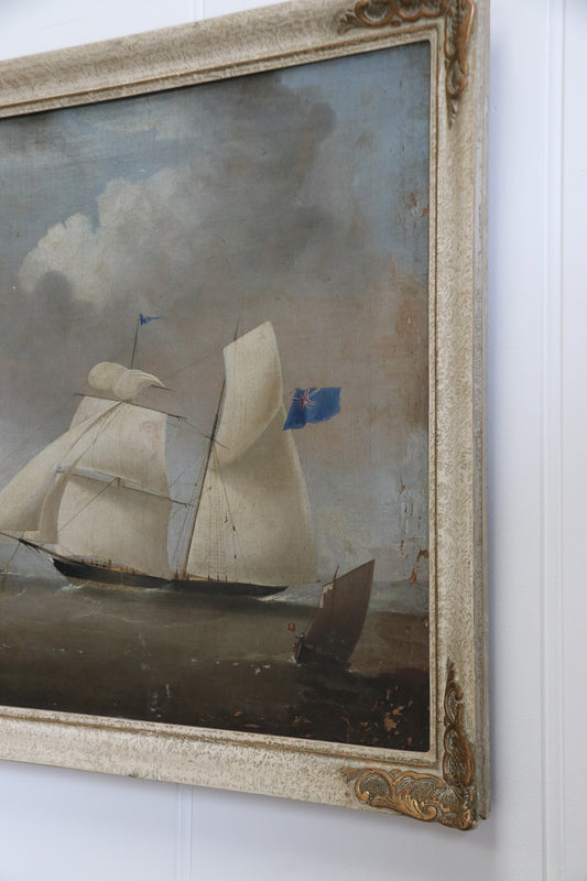 19th Century Oil Painting of Ship