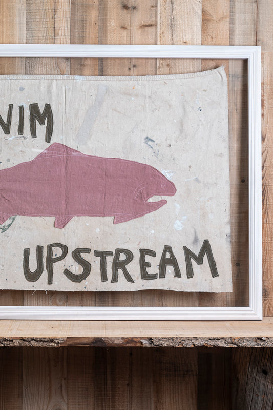 "Swim Upstream" Framed Flag
