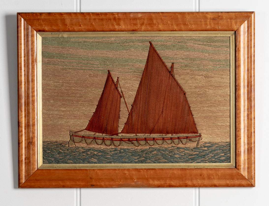 19th Century Woolwork Ship
