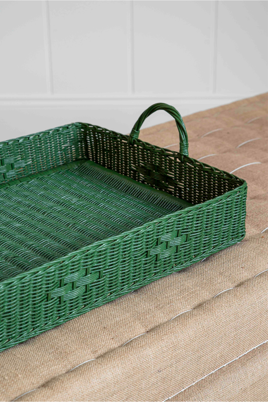 Wicker Tray Large - All Over Green