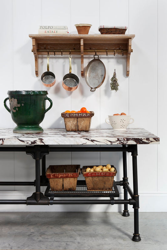 Waterworks Cusiner Industrial Kitchen Island Marble & Steel