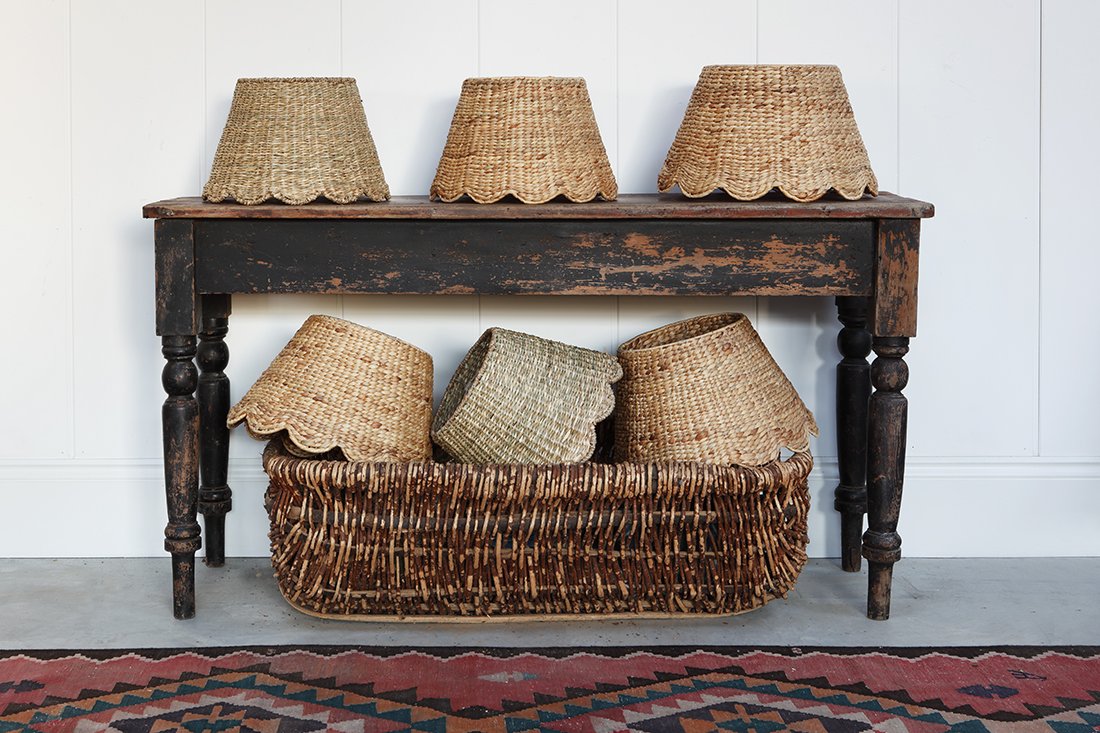 Woven Scalloped Edge Lampshades