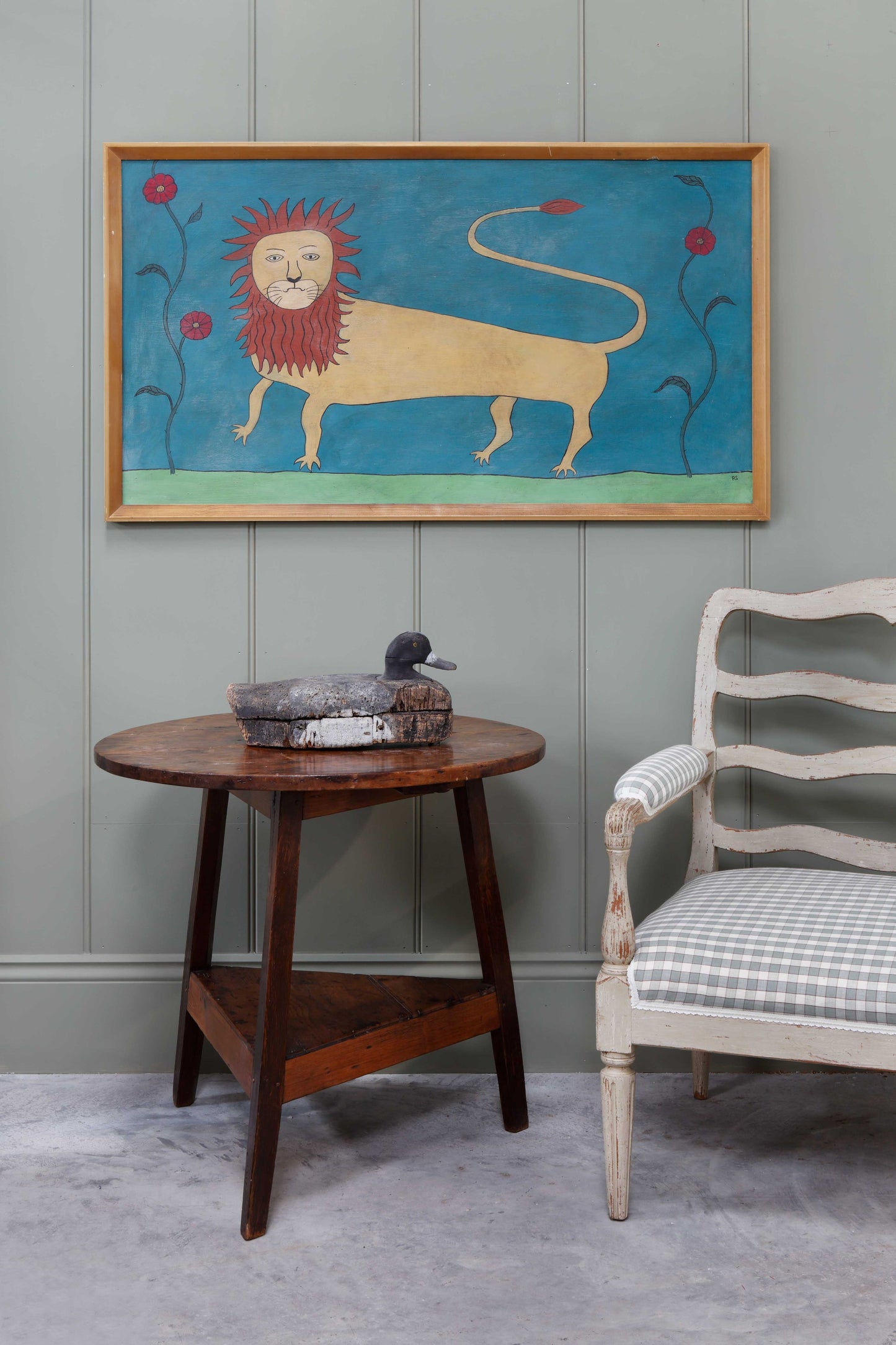 Folk Art Painting of a Lion