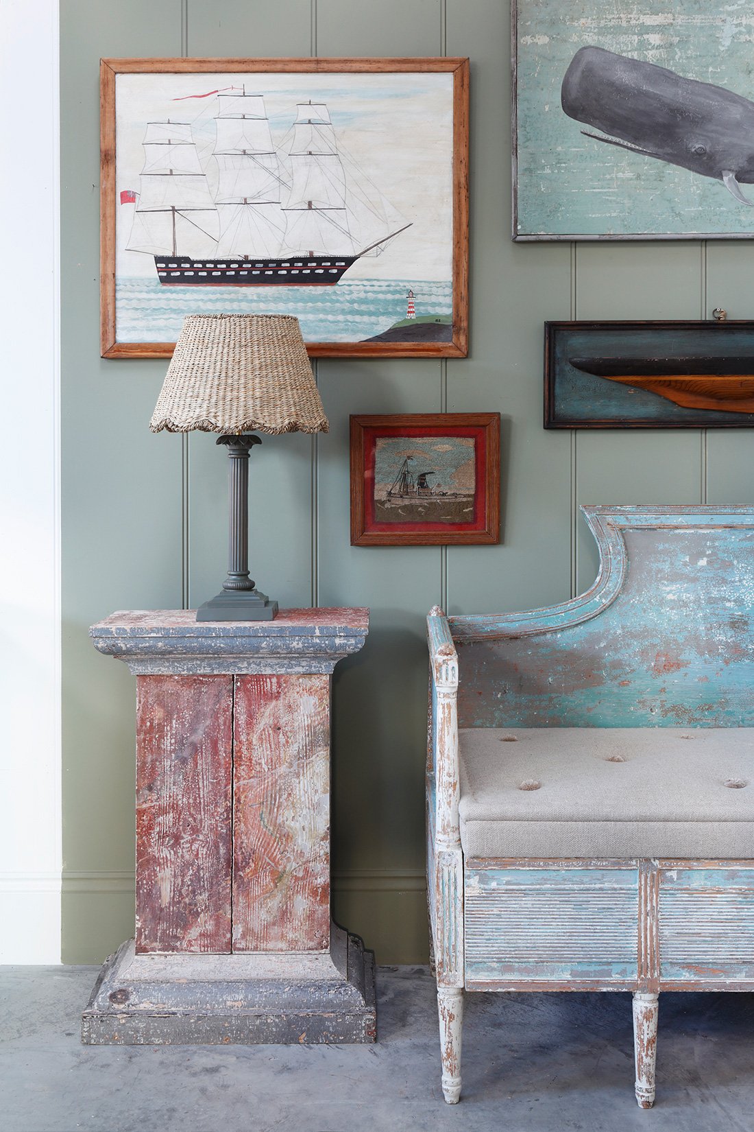 Folk Art Painting of a Ship