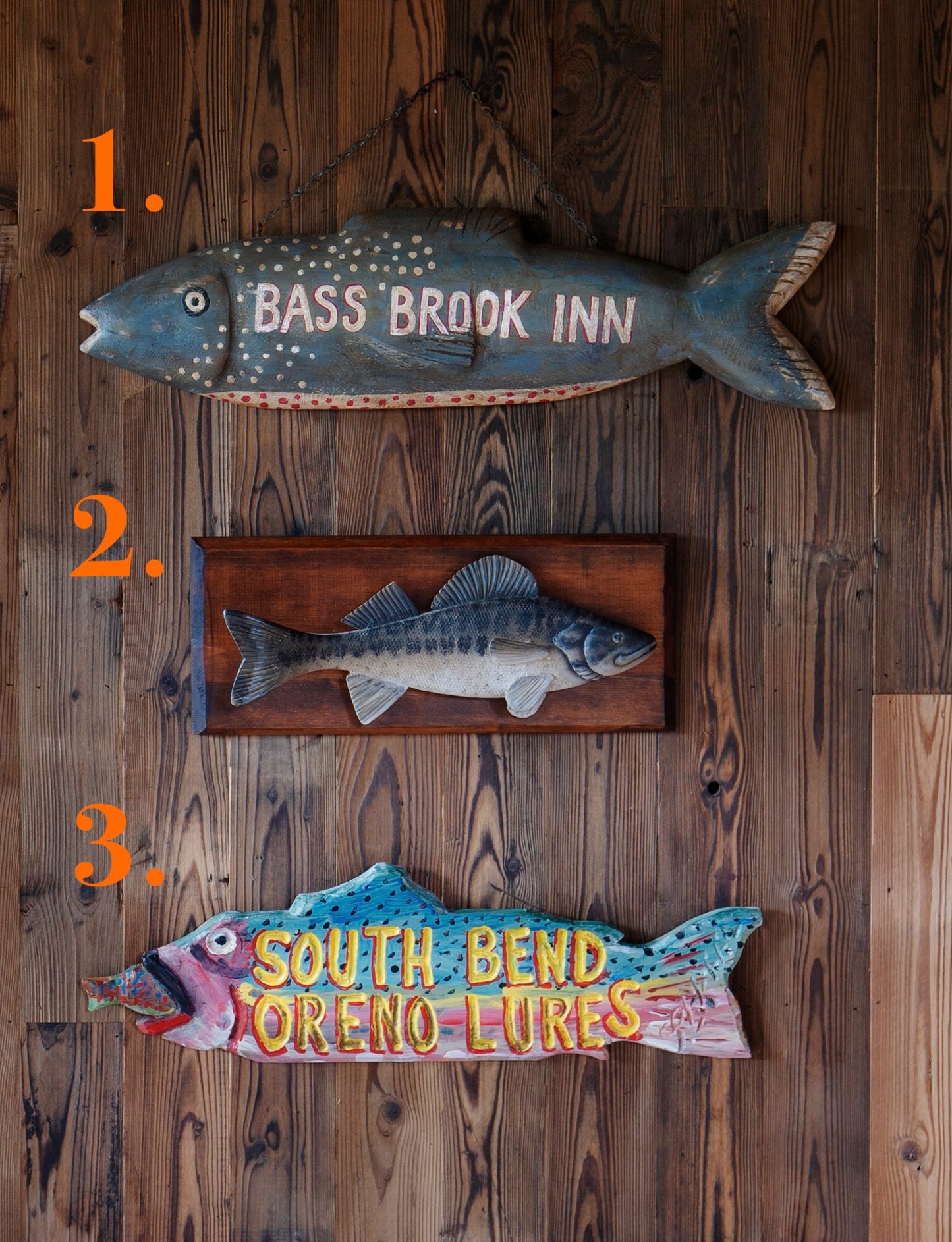 A Collection of Carved Wooden Fish