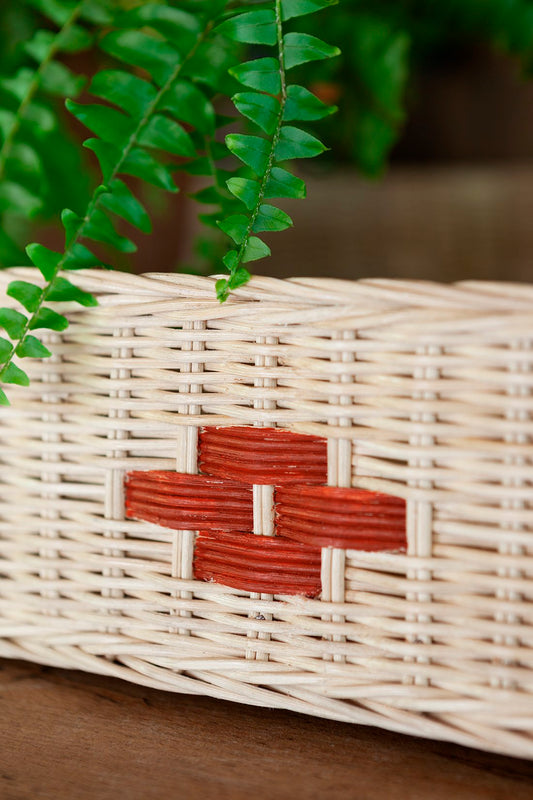 HÁM Wicker Tray Large - Natural & Red