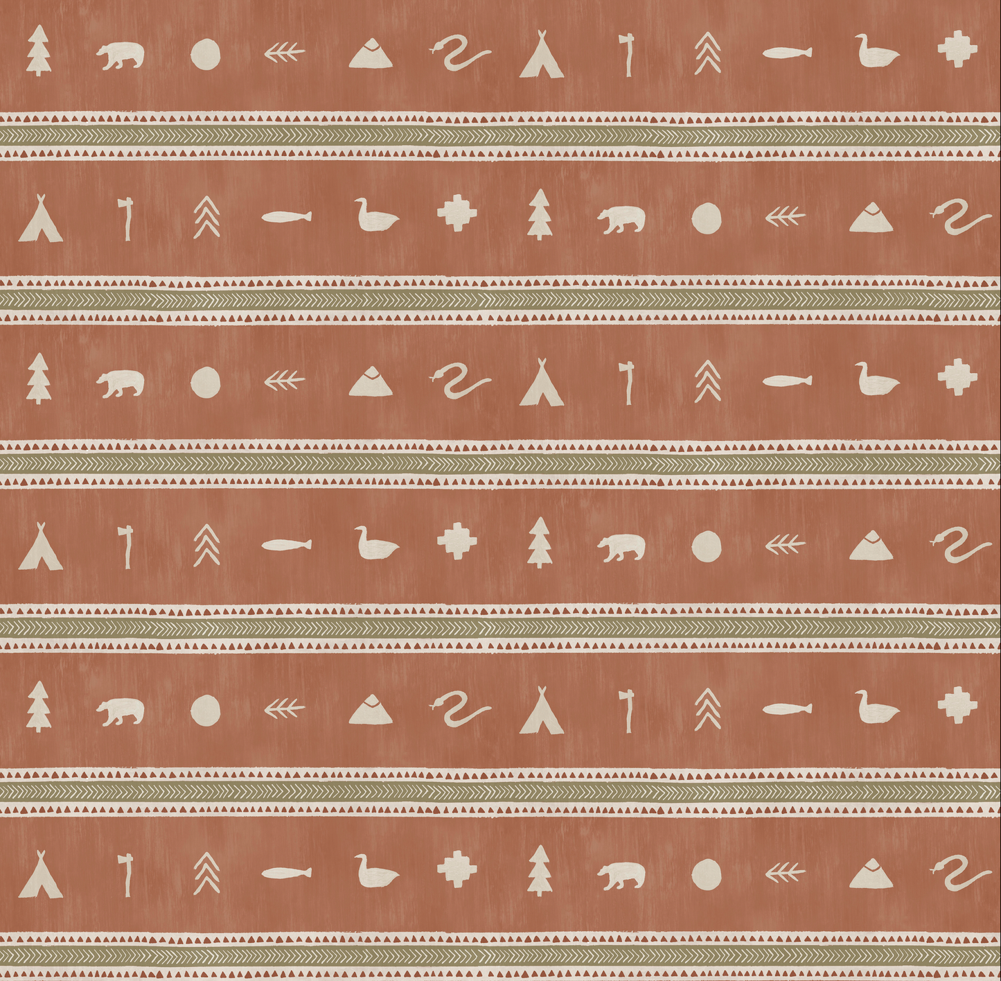 Cabin Stripe Wallpaper - Rust