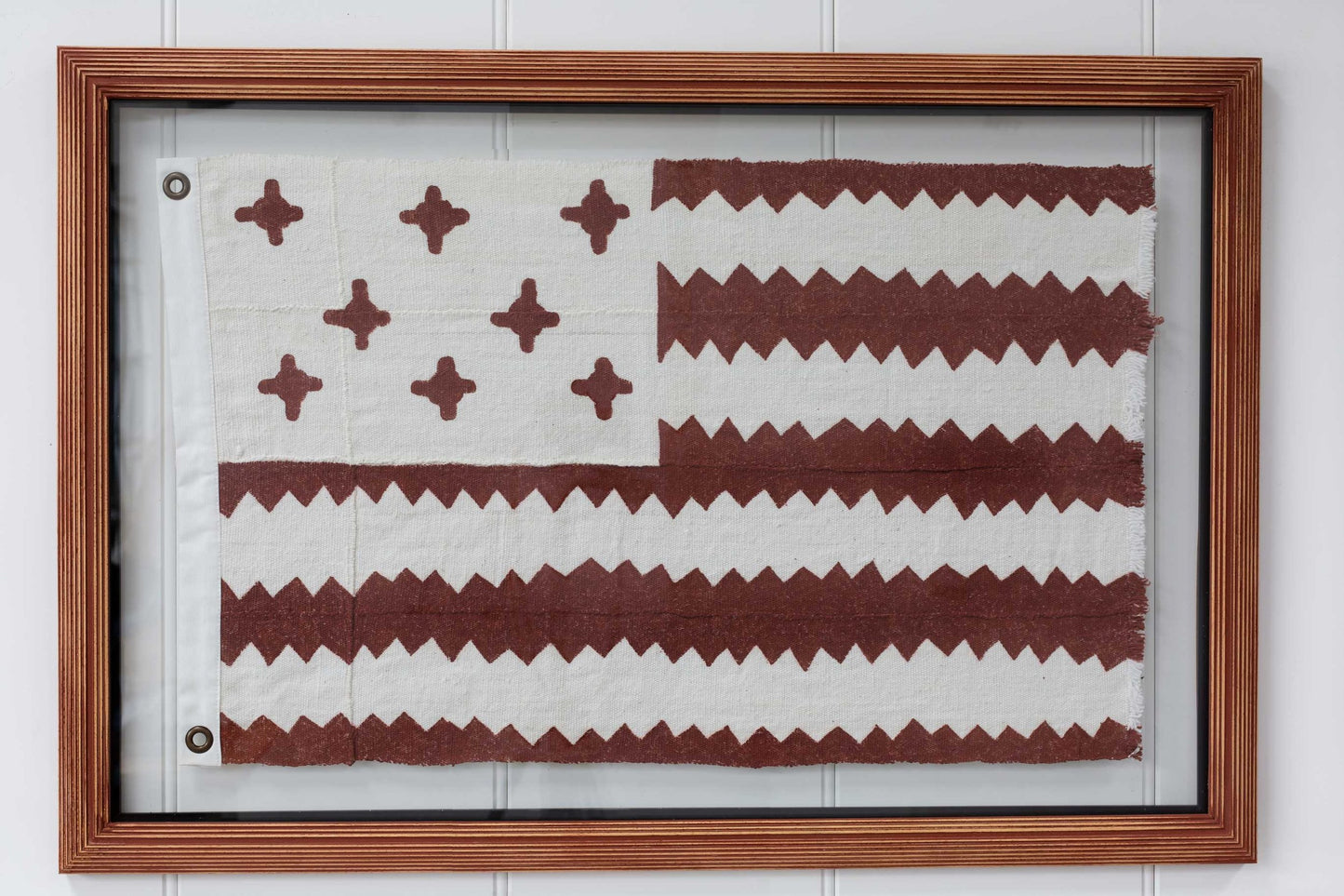 Hand painted naive American framed flag