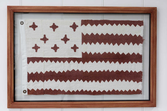 Hand painted naive American framed flag