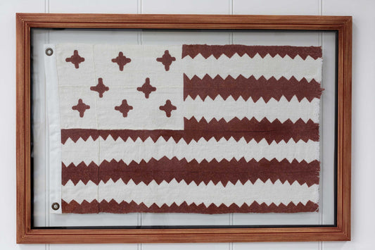Hand painted naive American framed flag