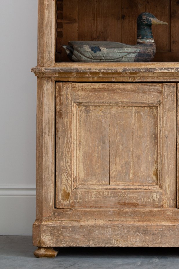 French antique scraped back bookcase