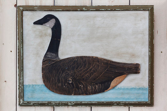Antique mounted, framed and painted Canada goose decoy
