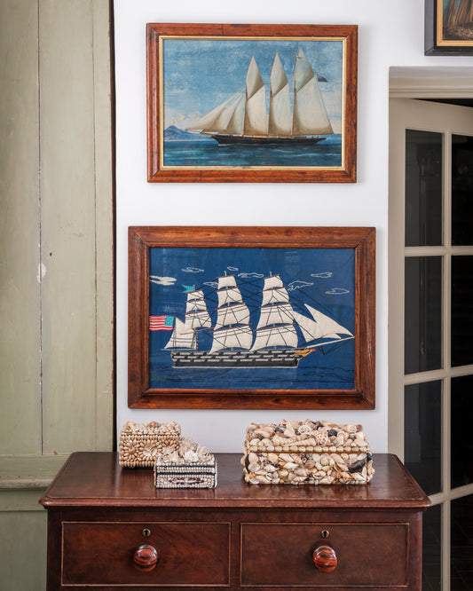 Folk Art Wool Work Ship