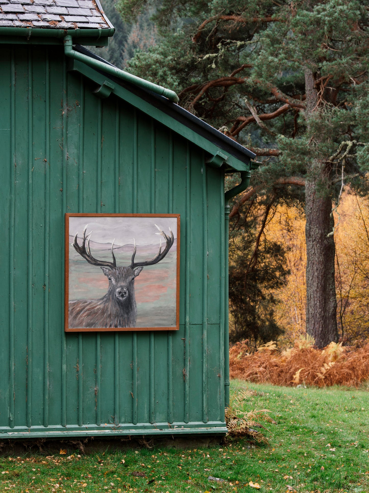 "The Stag" folk art painting