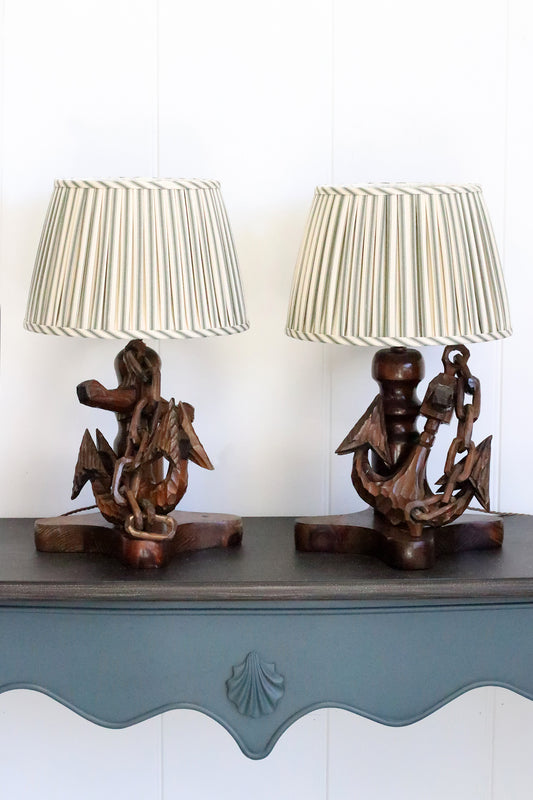 Pair of Carved Nautical Lamps