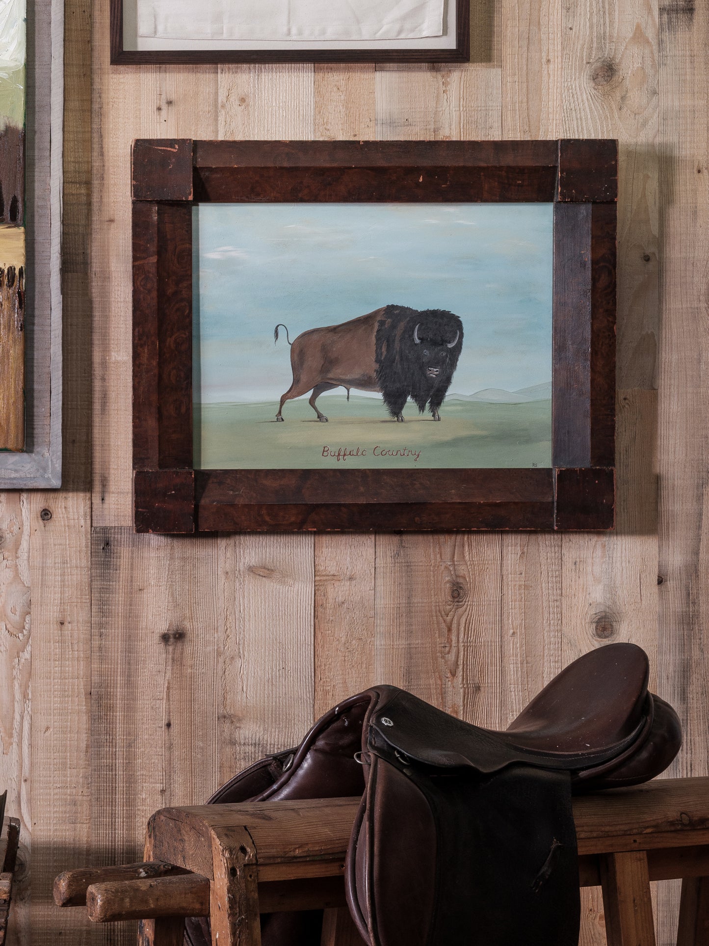 "Buffalo Country" Naive Painting