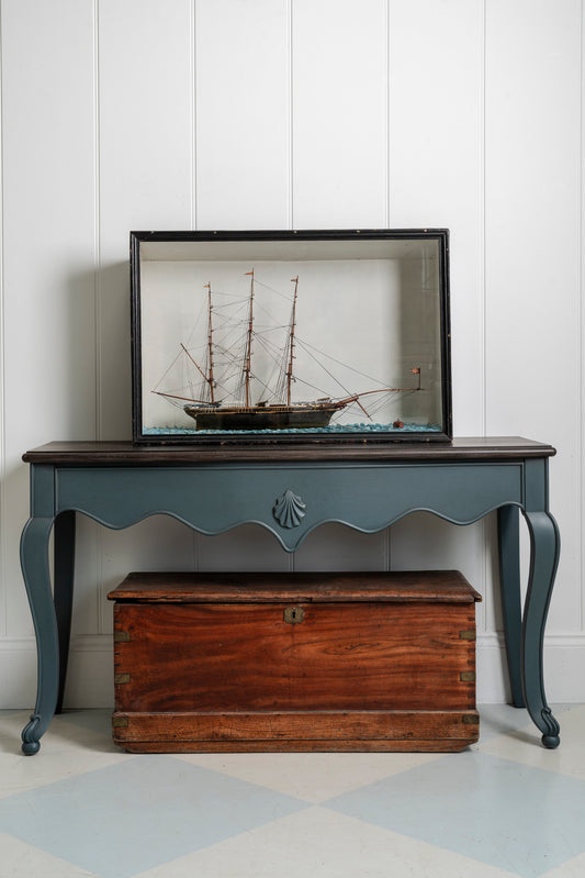 Large Cased Model of a Three-Masted Sailing Ship