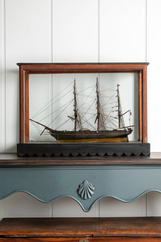 Decorative Ship Model with Scalloped Case