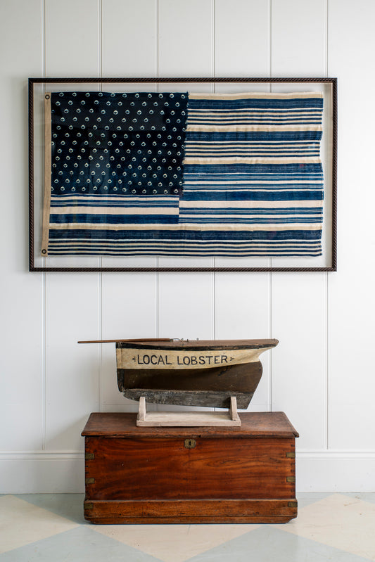 "Indigo Stripes" Framed Flag