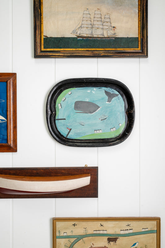 Naive Painting of a Whale on a tray