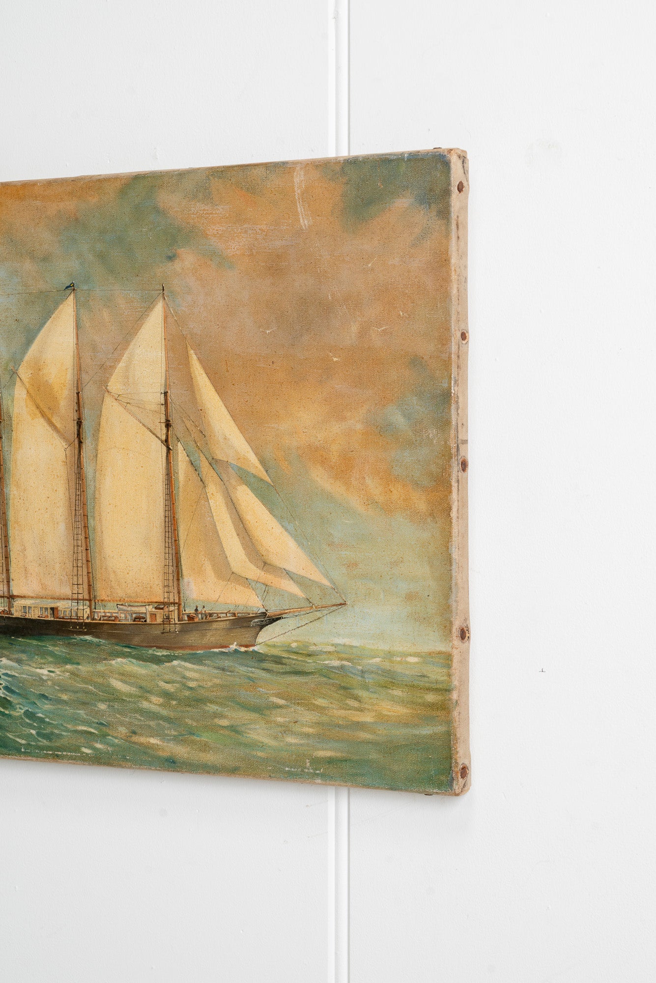 Oil Painting of a three-masted schooner