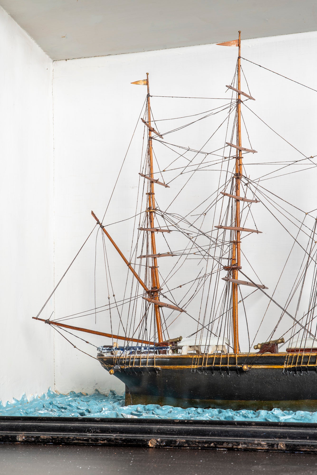 Large Cased Model of a Three-Masted Sailing Ship