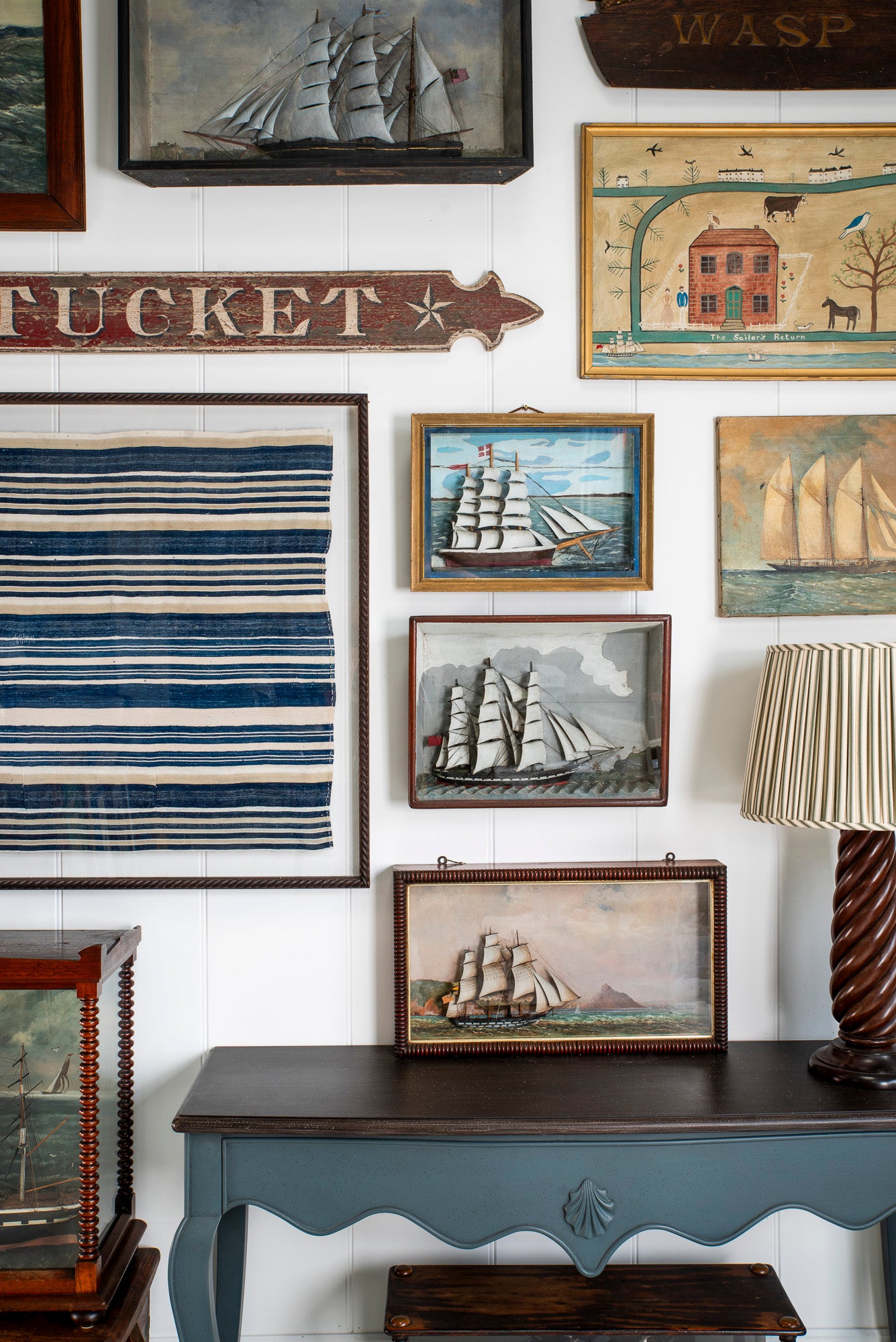 Naive Ship Diorama with Red Flags