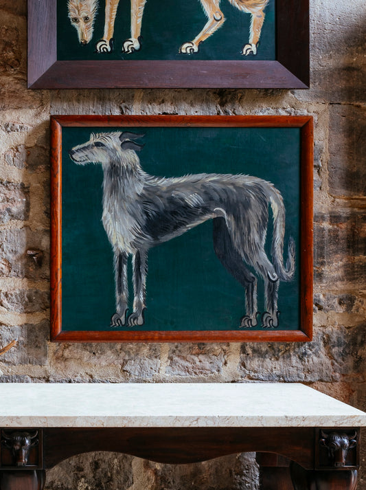 Folky Painting of a Grey Lurcher