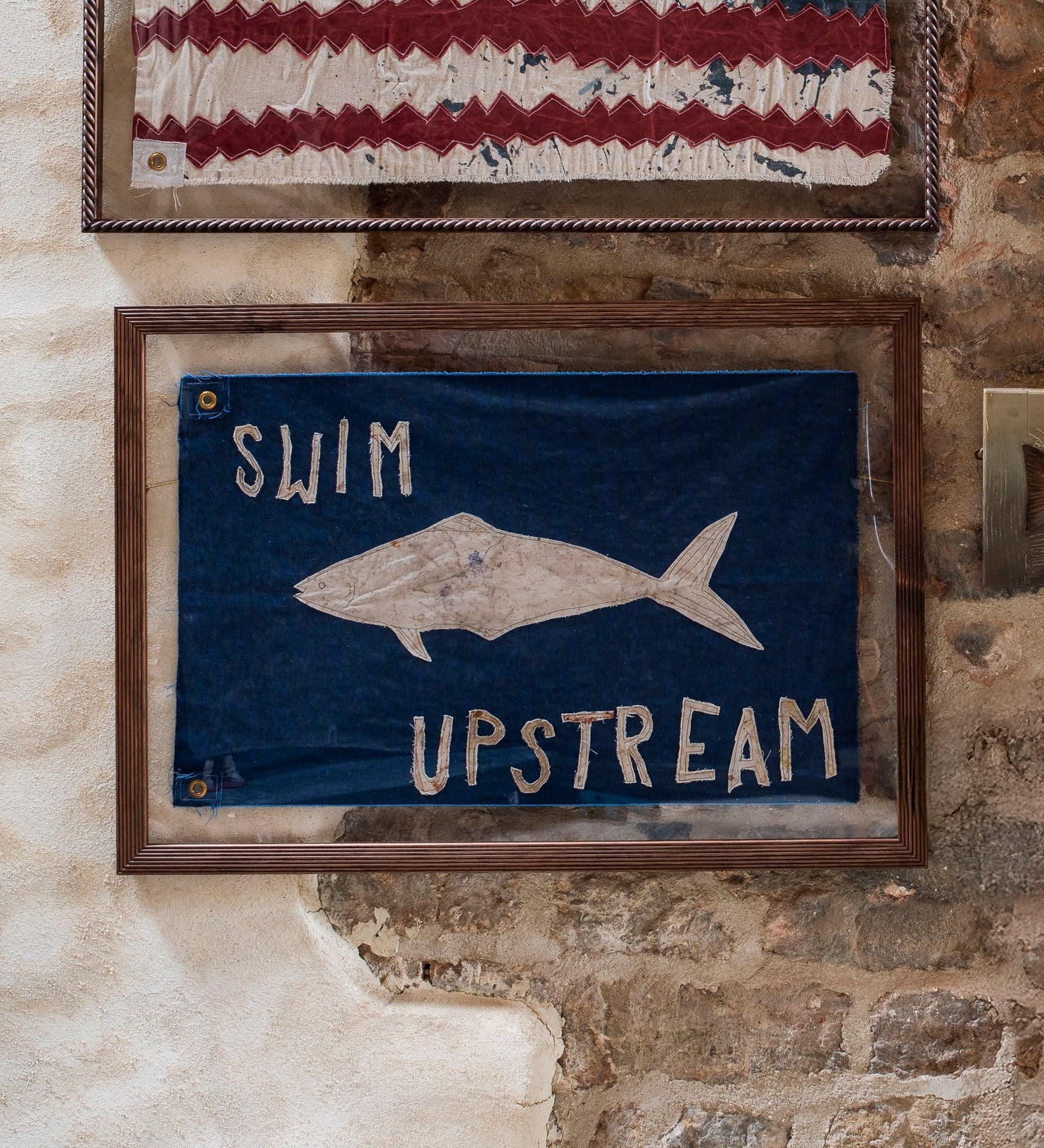 "Swim Upstream" Framed Flag