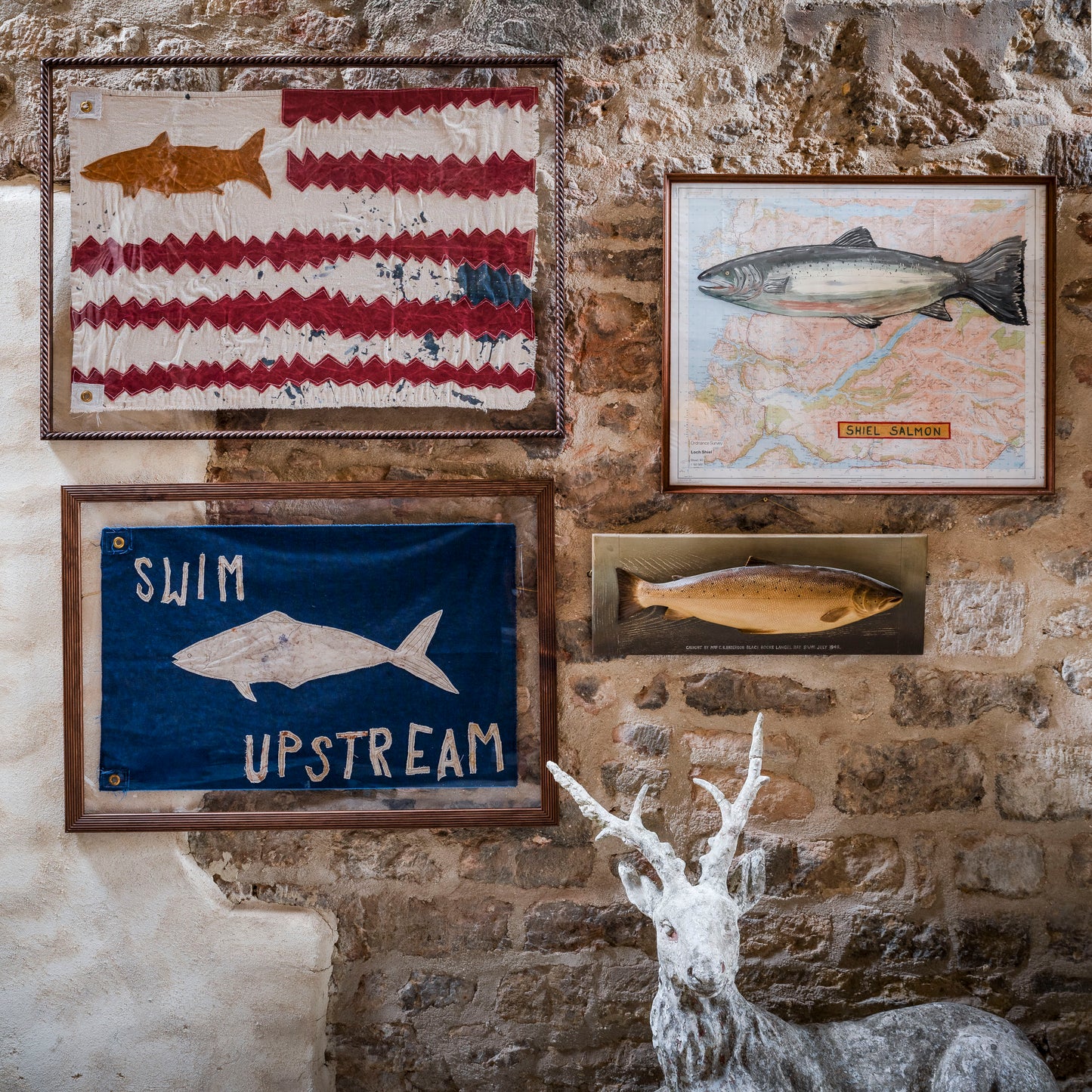 "Swim Upstream" Framed Flag